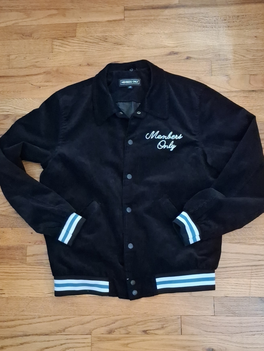 Members Only Black Corduroy Jacket with Script Logo_1